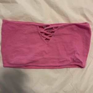 Cropped pink tube top
